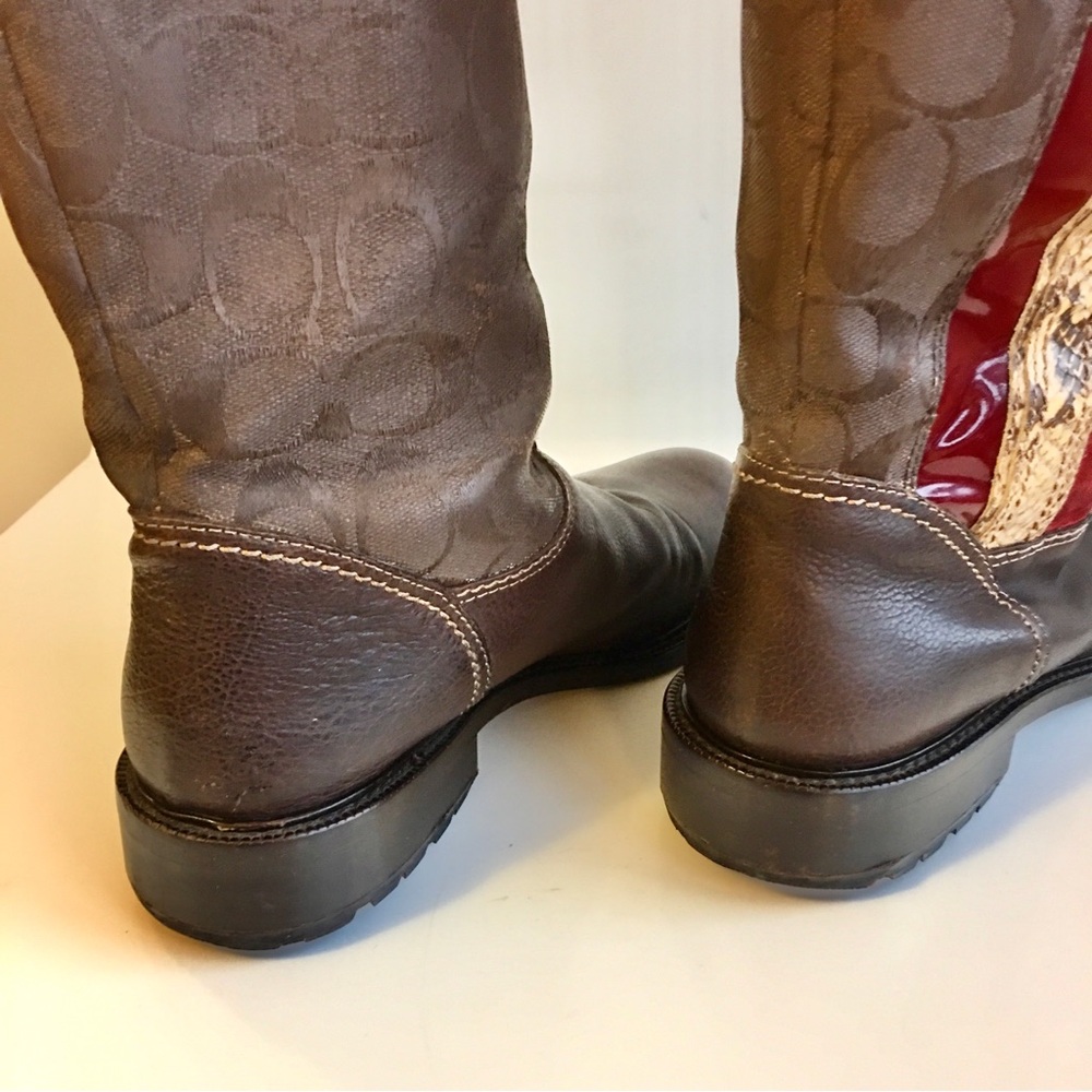 Coach ROCHELLE Pull on Signature Canvas Leather Riding Boots - Picture 13 of 16